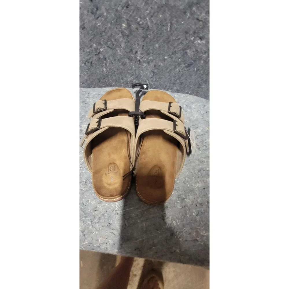 George Men's Hip Strap Sandals Taupe Size 9 NWT